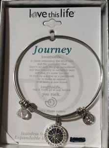 NEW LOVE THIS LIFE SILVER PLATED WIRE "LIFE'S A JOURNEY" Charm Bracelet,  NWTS - Picture 1 of 9