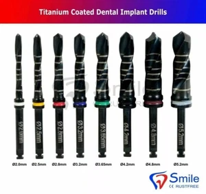 Trapano per impianti tedesco 8 pezzi nero rivestito in titanio dentale con supporto per trapano - Foto 1 di 4