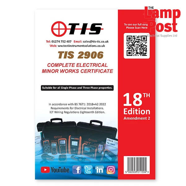 TIS 2906 Complete Electrical Minor Works Certificate 18th Edition Amendment 2