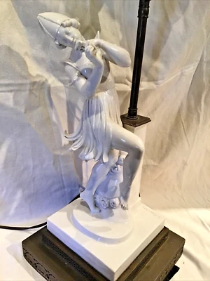 GUSTAVE OPPEL 1919 SCHWARZBURGER WERKSTATTEN WOMAN WITH PEARL CAP AND FLUTE LAMP - Image 1 of 4