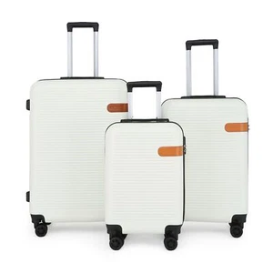 Hardshell Cream Cabin Suitcase Set Robust ABS Lightweight Luggage Holiday Bag - Picture 1 of 34