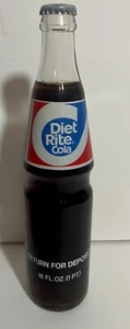 Vintage 70s Diet Rite Soda 16 oz Bottle FULL Royal Crown St. Louis MO - Picture 1 of 5