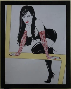 Dessin Encre NU FEMININ EROTIQUE Curiosa (z) - Picture 1 of 3
