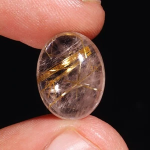 NATURAL GOLDEN RUTILE QUARTZ CABOCHON FOR MAKING JEWELRY RUTILE SILVER PENDNAT - Picture 1 of 2
