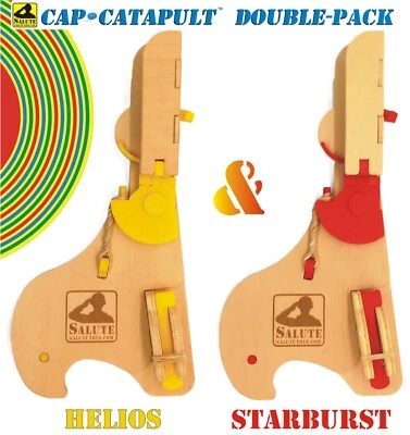 Cap-Catapult Double Pack - 2 DIY Kits - Natural Wood with Helios & Starburst PLA - Image 1 of 4
