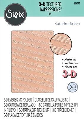Sizzix Musical Notes 3D Embossing folder #666212 Retail $11.99 design Kath Breen - Image 1 of 3