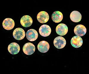AAA+ Natural Ethiopian Welo Fire Opal 3mm Faceted Round Loose Gemstone 10 pc Lot - Picture 1 of 9