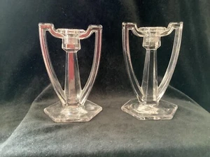 EAPG - Westmoreland Specialty Co. #1018 - Kerzenständer - 2 Henkel - klar - Bild 1 von 2