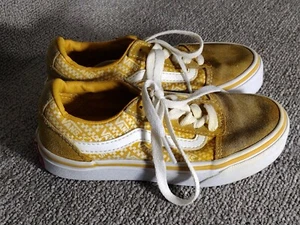 Vans Classic Lace Up Suede Toe Gold Yellow Youth Size 12 507698 - Picture 1 of 8