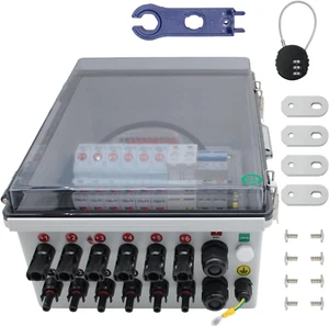  Solar Combiner Box, IP65 Waterproof DC Combiner Box, Equipped with Circuit Brea - Picture 1 of 6