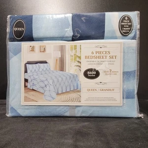 6 Piece Queen Sheet Set 8600 Series Blue/Dk Blue - Picture 1 of 4