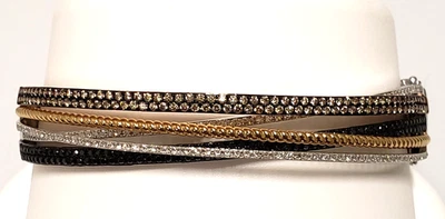 Brazalete Brazalete EFFY 14K Tricolor Oro Marrón Blanco y Negro Diamante 6.75" Foto 1 de 4