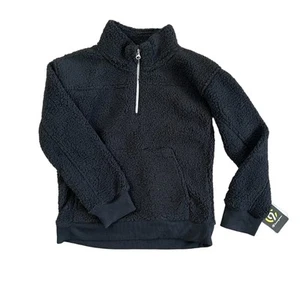 C9 Champion Girls' Black Sherpa Fleece Quarter Zip Pullover - Size Large - NWT - Picture 1 of 7