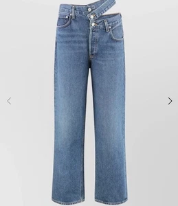 AGOLDE Cut-Out Baggy Straight-Leg Jeans Women’s Size 33 Blue Denim High Waist - Picture 1 of 15