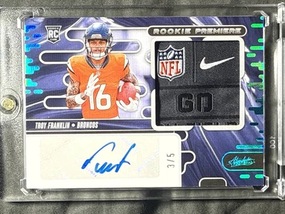 2024 Absolute Troy Franklin Rookie Patch Auto RC Platinum /5 NIKE SWOOSH TAG - Image 1 of 4