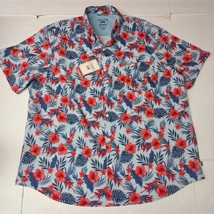 Camicia Chaps Everyday Performance Uomo Taglia 2XL Blu Costal Floreale Elasticizzata UPF 50 - Foto 1 di 8