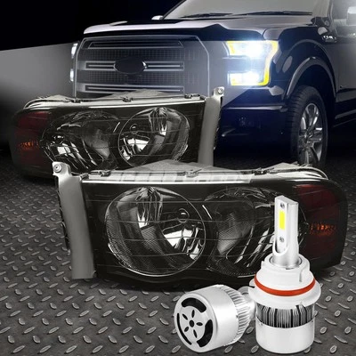 ДЫМЧАТЫЙ ОТТЕНОК ФАРЫ ЯНТАРНЫЙ УГОЛ + БЕЛЫЙ СВЕТОДИОД 9007 HID С ВЕНТИЛЯТОРОМ ДЛЯ 02-05 DODGE RAM - Изображение 1 из 4