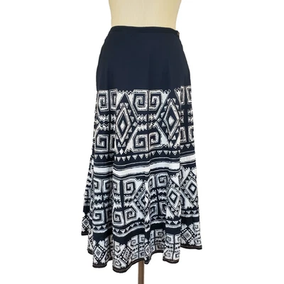 Chicos Textured Beaded Tiered Midi Skirt S / 0 Geo Print Boho Hippie Artsy - Image 1 of 4