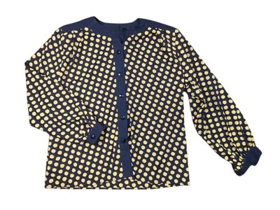 Blusa vintage a lunares negra y amarilla Anne Klein para mujer talla 14 grande Foto 1 de 3