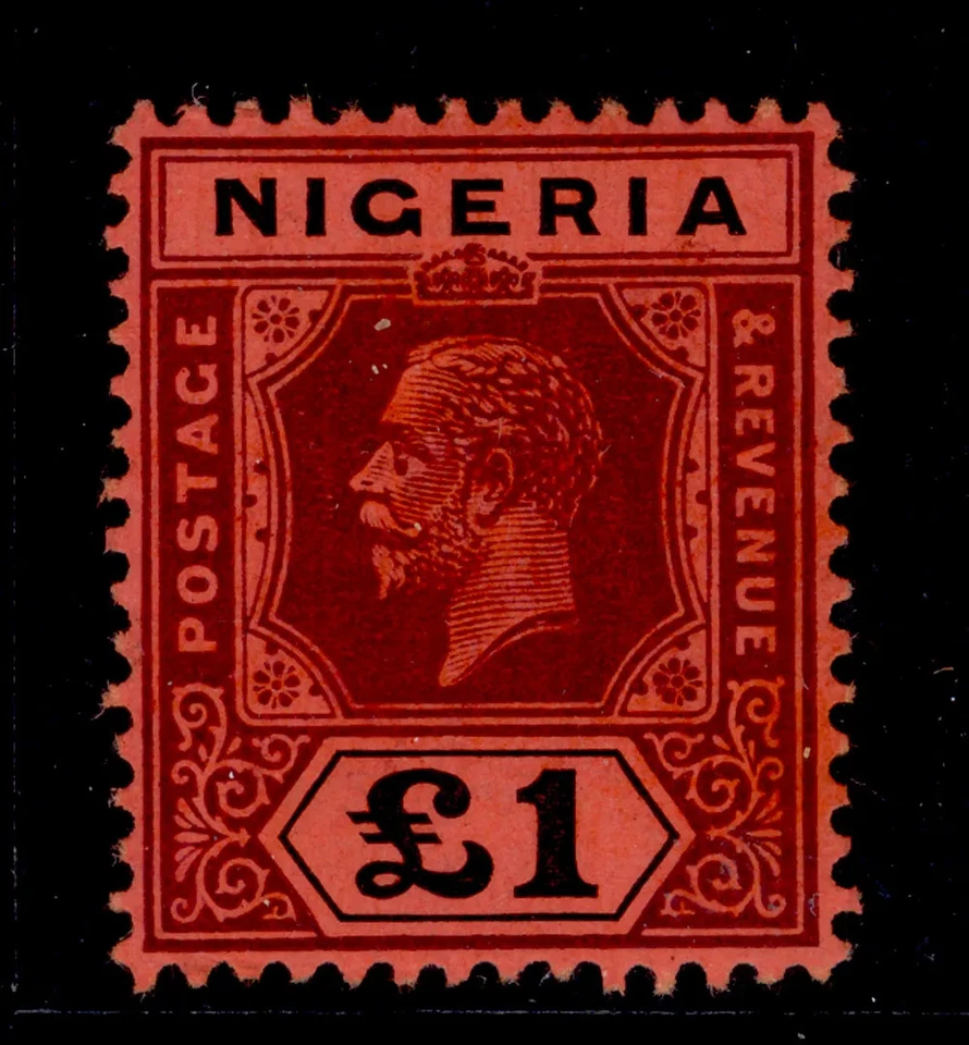 NIGERIA GV SG12ba, £1 púrpura y negro/rojo, casi nuevo como nuevo. Cat 225€. DIE II Foto 1 de 1