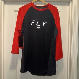 FLY RACING RIPA 3/4 SLEEVE JERSEY BLACK/RED Sz M 352-8131M - Foto 1 di 7