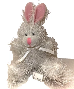 Oriental Trading Post Peluche Animal Conejo Blanco, Orejas Rosa Cinta Peluche - Imagen 1 de 7