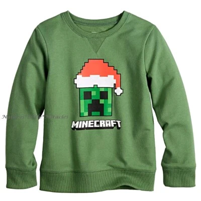 MINECRAFT Christmas Sweatshirt Shirt Boys Size 4- 12 Holiday Sweater Creeper NWT - Image 1 of 2