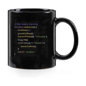 Programmer Coffee Mug – Run Every Morning Code 11oz Black Ceramic Cup - Picture 1 of 6