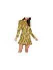 Rahi Womens Yellow Zebra Print Long Sleeve Mini Party Fit + Flare Dress XS