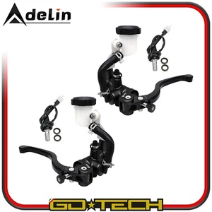 COPPIA POMPE FRENO FRIZIONE RADIALI 14x18 mm MOTO SCOOTER MOTARD PIT BIKE Nere - Imagen 1 de 9