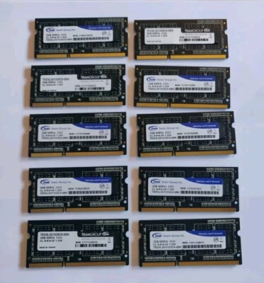 Lotto di Nr. 10 Pezzi di SODIMM 2GB DDR3L - 1333 Mhz pc3-10600  /CL.9 - 1,35V - Immagine 1 di 4