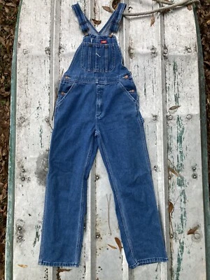 Dickies kids sz. M classic denim overalls. 100% Cotton with a zippered fly. - Image 1 of 4