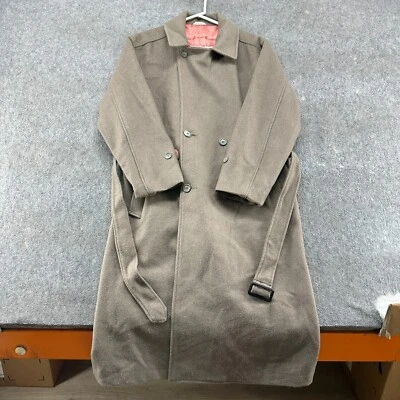 ВИНТАЖНЫЙ Adam Spencer пальто мужской 38 коричневый траншея длиной Virgin шерсти подпоясанный 80-х 90-х - Изображение 1 из 4