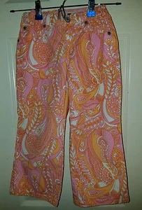 GAP DENIM CAPRI Pink White Peach Paisley Adjustable Waist GIRLS SIZE 8 - Picture 1 of 4