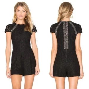 ALICE + OLIVIA Rozzi Black Floral Lace Romper Playsuit Shorts Whimsygoth Size 8 - Picture 1 of 15