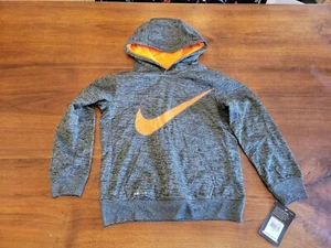 Nike Therma Gray & Orange Hoodie Sweatshirt Pullover Dri-fit size 7 - Picture 1 of 10