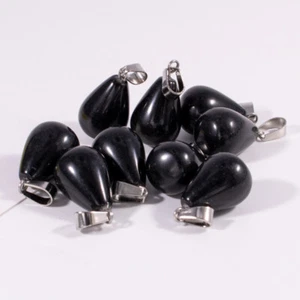 50pcs Natural Obsidian Stone Bird Egg Pendant Necklace Jewelry Making Wholesale - Picture 1 of 3