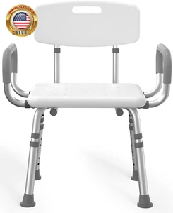Shower Chair for inside Shower with Arms and Back, FSA/HSA Eligible 500 Lbs Heav - Picture 1 of 7