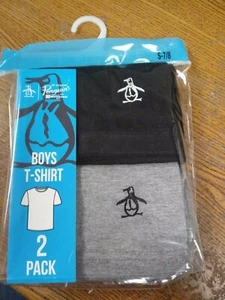 PENGUIN BRAND BASIC T-SHIRT YOUTH BOYS SIZE SMALL 7/8 TWO PACK BRAND NEW GRY/BLK - Picture 1 of 3