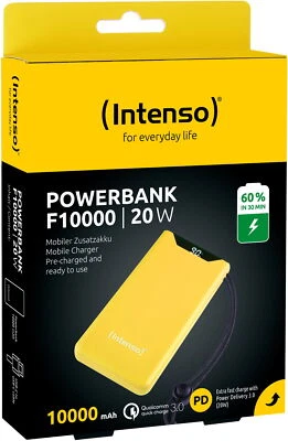 Intenso Powerbank F10000 PD Quick Charge 3.0 10000 mAh 1x USB Typ A + C OUT gelb - Bild 1 von 4