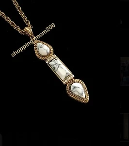 Samantha Wills Gold Tone w/Howlite Pendant Necklace 31” - Picture 1 of 3