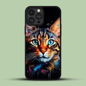 For iPhone 14 15 11 12 13 Pro X XS XR Max Case happy brown tiger cat - Picture 1 of 200