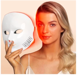 NEWKEY LED Face Mask Therapy, Red & Blue Light, Anti-Acne/Wrinkle, Open Box - Picture 1 of 9