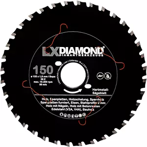 LXDIAMOND HM Sägeblatt 150mm Eisen Metall Holz Stahl passend f. Bepo FFS 150 151 - Bild 1 von 7