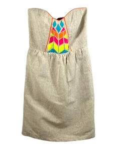 Judith March Dress Sleeveless Rear Zip Embroidered Linen Blend Side Pockets S - Picture 1 of 7