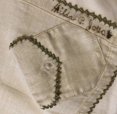 复古 Hankie Hanky 手帕 带口袋和绿色钩针边框 — 第 1/4 张图片