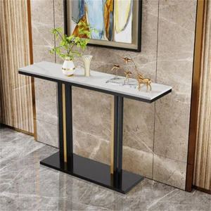 Stunning Modern Marble Console Table Metal Base Porch Table Art Viewing Platform - Picture 1 of 16
