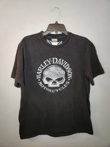Harley Davidson T-Shirt Herren L schwarz Camp Legune NC Skull Bulldog Motorrad - Bild 1 von 5