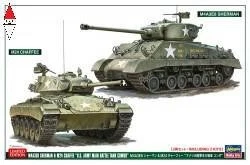 HASEGAWA 1/72  M4A3E8 SHERMAN AND M24 CHAFFEE 2 KITS IN BOX - Immagine 1 di 3