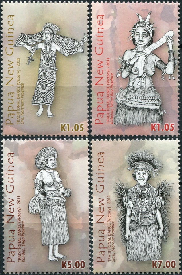 Papua New Guinea 2011. Traditional Dance. Victory Dance (MNH OG **) Set of 4 - Image 1 of 1